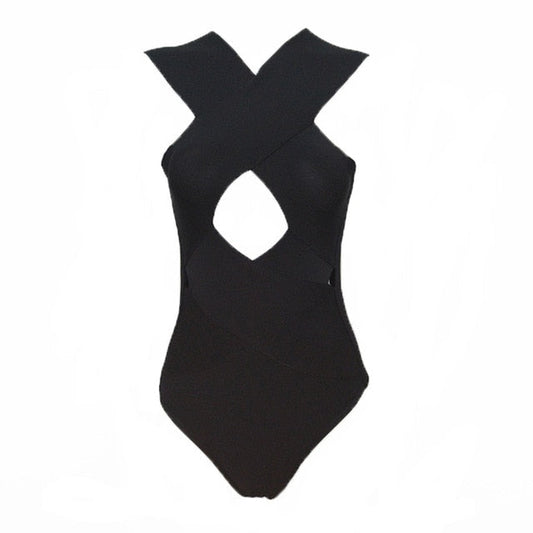 Dam Bodysuit V-ringad Polyester Spandex Elegant och Stretchig 1