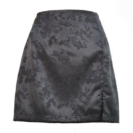 Dam Minikjol Blommönstrad A-linje Satin 1