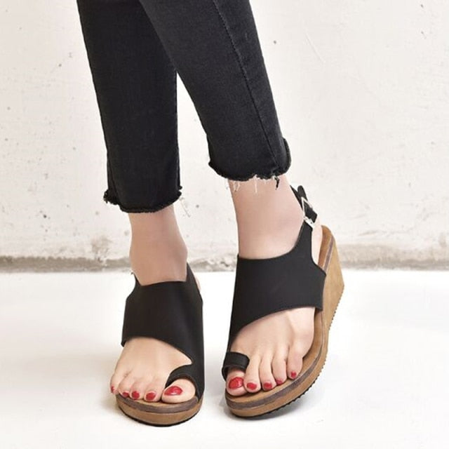Variant image for Dam Sandaler Wedge PU Läder med Bred Rem-2