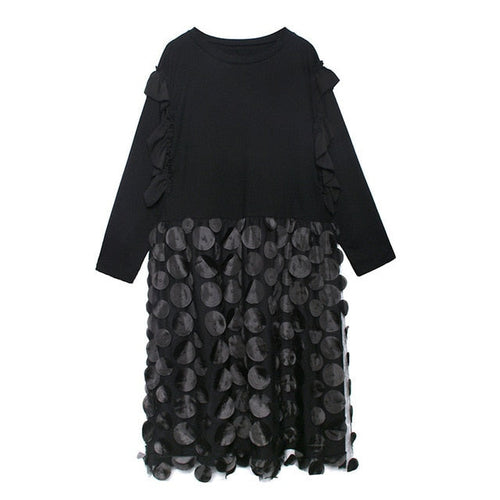 Elegant Midi Klänning för Dam med A-Linje och Långärmad Design i Mesh – Fina Dam Klänningar 1