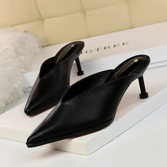 Variant image for Dam Mules Plattform PU-Läder Slip-On Skor-10