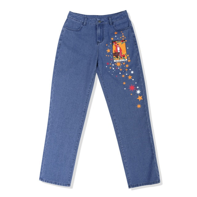 Variant image for Herr Jeans Rakt Snitt Vintage Bomull Polyester Med Abstrakt Målning-2