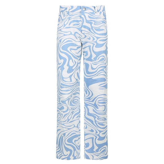 Dam Jeans Geometriskt Mönster 100% Bomull Regelbunden Passform-1