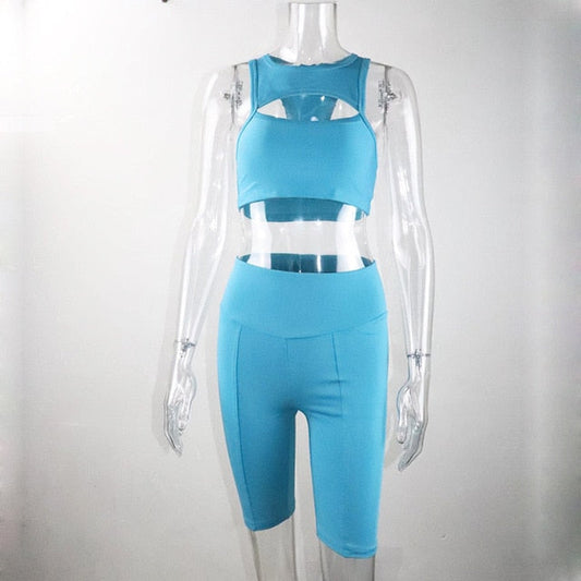 Kvinna Korta Byxor Set Avslappnad Polyester-1
