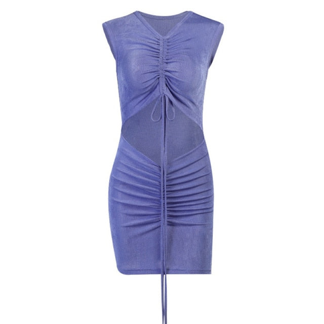 Kvinna Miniklänning V-hals Spaghetti Remmar Polyester Ovanför Knäet-6