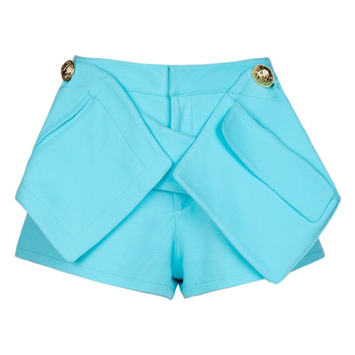 Dam Shorts Asymmetrisk Design Bomull med Patchworkdetaljer-1