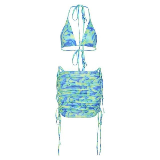 Dam Bikini Abstrakt Mönster Polyester-Spandex-1