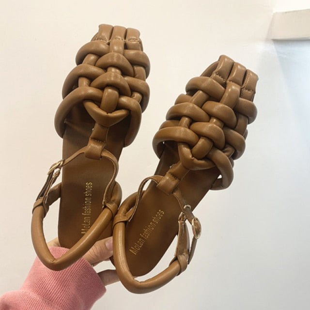 Dam Sandaler med Ankelremmar i Läder för Bekväm och Stilren Användning-5