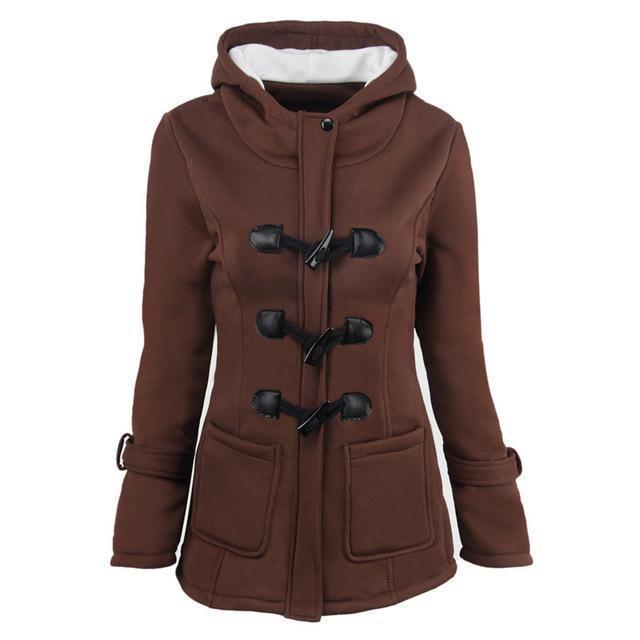 Dam Vinterjacka Modern Huva Varmt Foder-4
