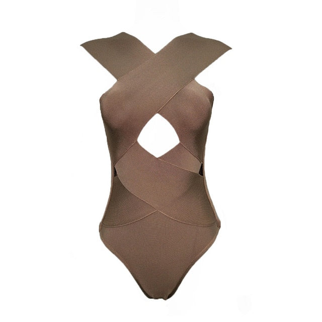 Dam Bodysuit V-ringad Polyester Spandex Elegant och Stretchig 8