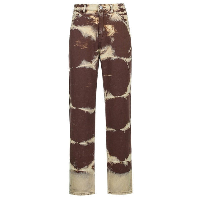 Dam Jeans Med Hög Midja 100% Bomull Streetwear-1