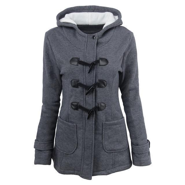 Dam Vinterjacka Modern Huva Varmt Foder-5