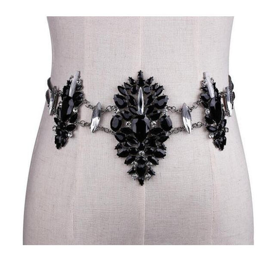 Dam Bälte Metall med Strass Blommönster Justerbart 12,5 cm-1