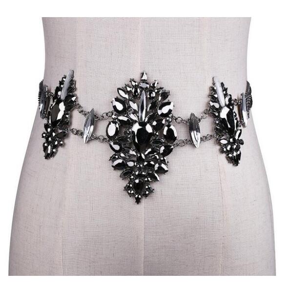 Variant image for Dam Bälte Metall med Strass Blommönster Justerbart 12,5 cm-2