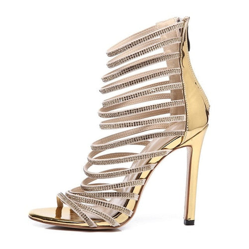 Kvinnors Ankel Gladiatorsandaler Hög Häl PU-Läder-1