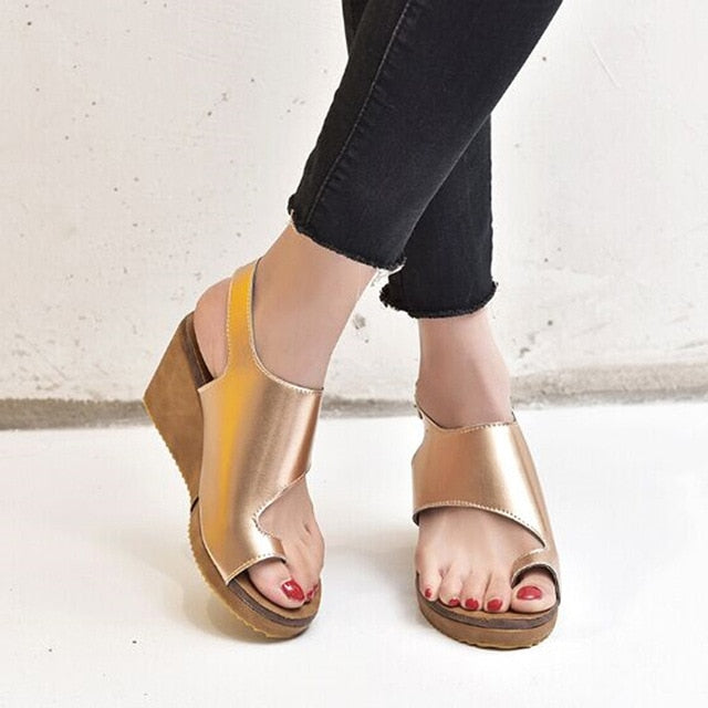 Variant image for Dam Sandaler Wedge PU Läder med Bred Rem-4