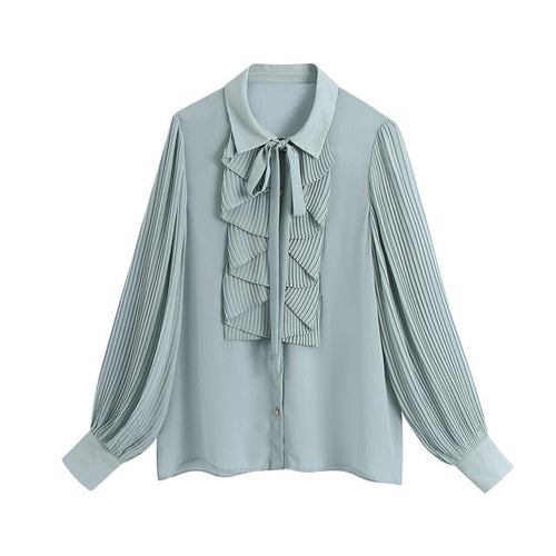 Dam Blus Ballongärmar Ruffle Polyester-1