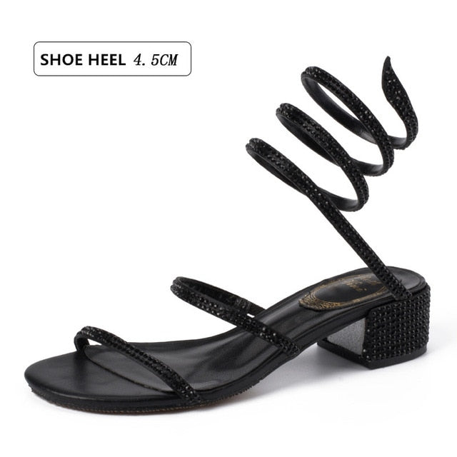 Dam Sandaler Platta med Ankelrem i Silke och Strass 8