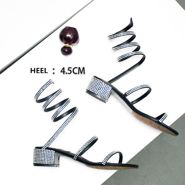 Dam Sandaler Platta med Ankelrem i Silke och Strass 6