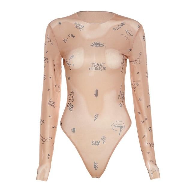 Variant image for Dam Bodysuit Transparent Långärmad Spandex Elegant Design-1