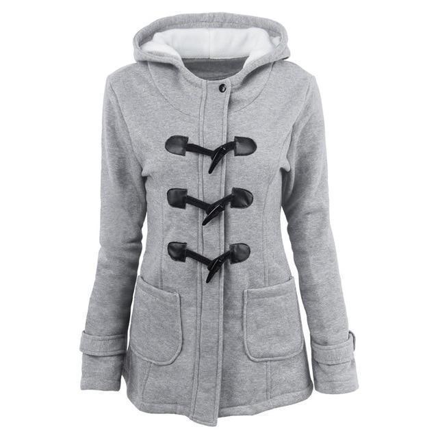 Dam Vinterjacka Modern Huva Varmt Foder-3