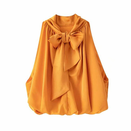 Vit Blus Dam Chiffon Monokrom med StÄkrage-1