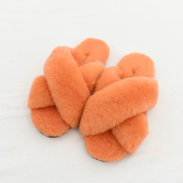 Variant image for Dam Sandaler Plysch Gummi Platta Slippers-2