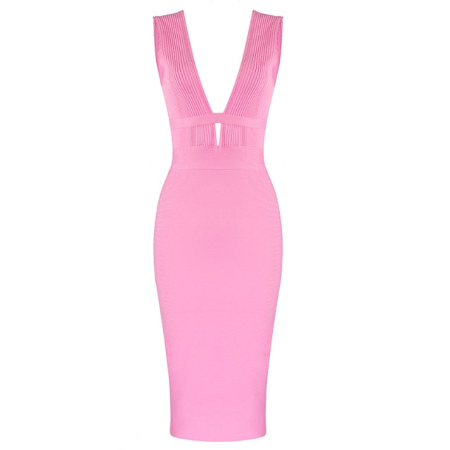 Variant image for Dam Midi Klänning V-ringad Smal Nylon med Utskärningar-1