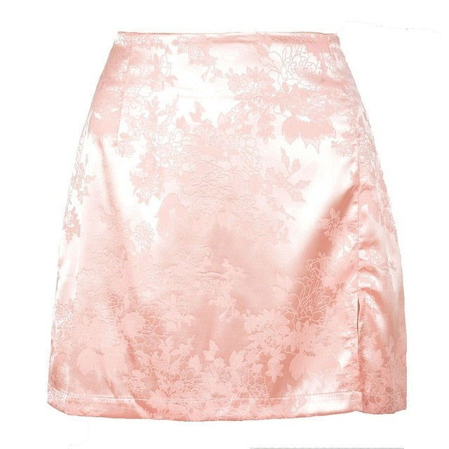 Dam Minikjol Blommönstrad A-linje Satin 10