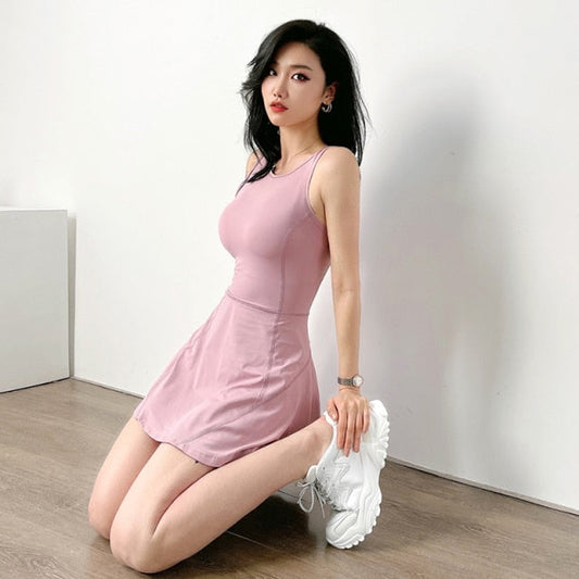 Kvinnors Miniklänning Ärmlös A-linje Linne-1