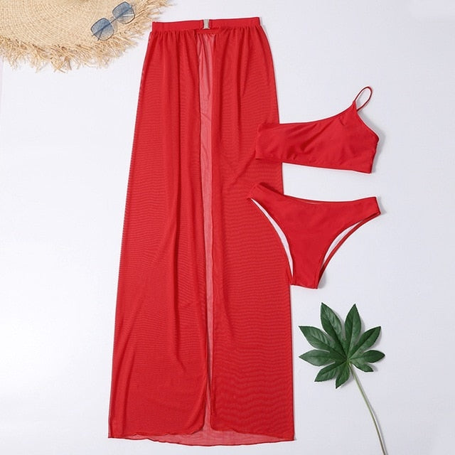Variant image for Dam Bikini Set Transparent Sarong Polyester Spandex-5