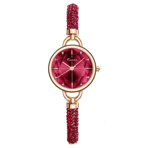 Damklocka Rund med Blommiga Motiv och Justerbart Armband i Legering-1