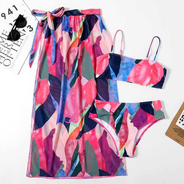 Variant image for Dam Bikini Set Transparent Sarong Polyester Spandex-25