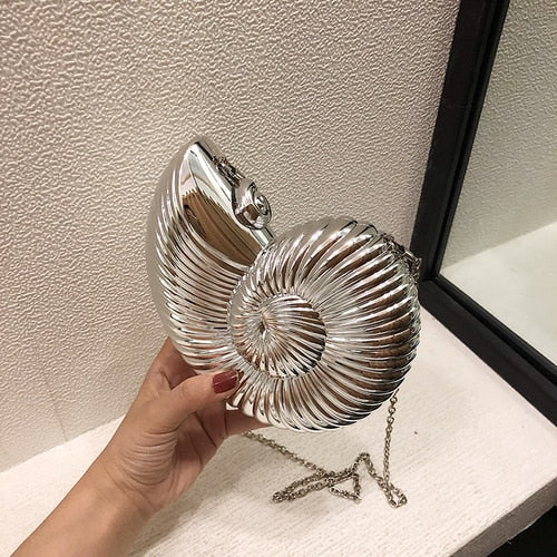 Axelväska Dam Skalformad Polyester med Kedjor 6