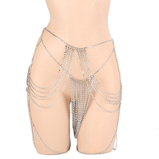 Kroppsmycken Abdominal Kedja Geometrisk Aluminiumlegering med Rhinestones-1