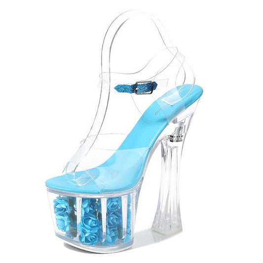 Dam Sandaler Gladiator Transparent PVC Hög Klack-1
