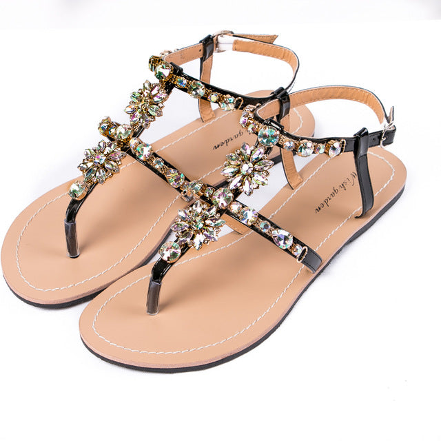 Variant image for Dam Sandaler Gladiatorer Blommotiv PU Platta Skor-2