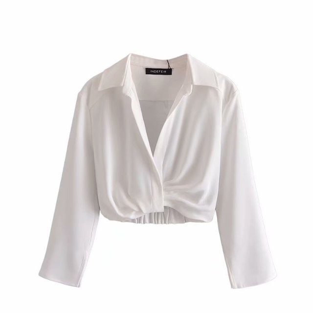 Variant image for Dam Blus V-Neck Långärmad Polyester Elegant Stil-17