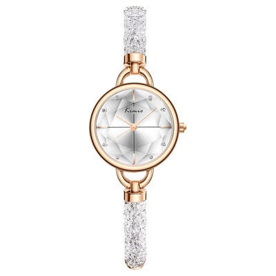 Damklocka Rund med Blommiga Motiv och Justerbart Armband i Legering-6