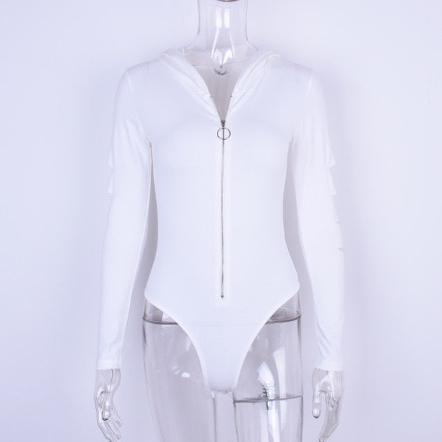 Dam Bodysuit Med Dekorativ Halsringning Och Huva Bomull Polyester-5