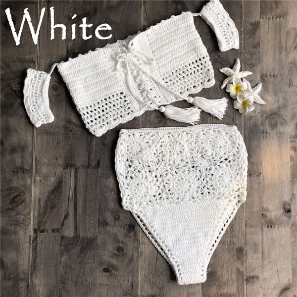 Variant image for Dam Bikini Hög Midja Blommönstrad Virkad 100% Bomull-6
