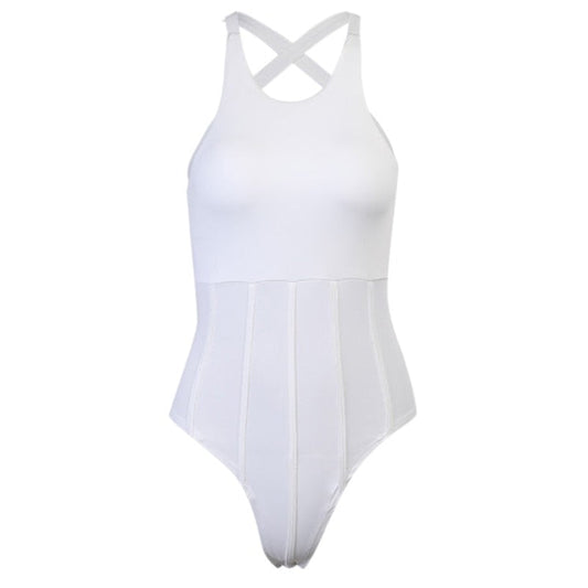Dam Bodysuit Med Korsade BĂ€rare Polyester TĂ€tt Sittande-1