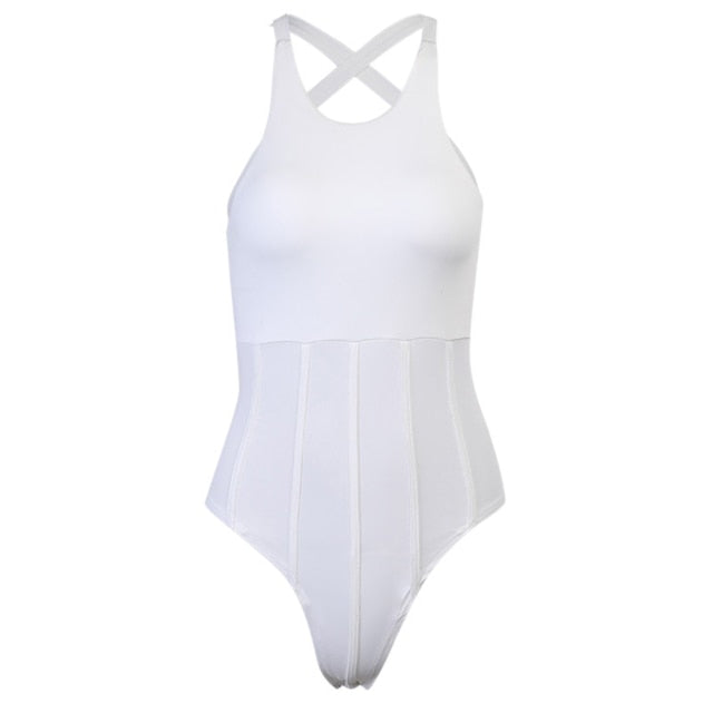 Variant image for Dam Bodysuit Med Korsade Bärare Polyester Tätt Sittande-1