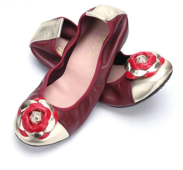 Variant image for Dam Ballerina Skor Blommönster Äkta Läder Slip-On Komfort-5
