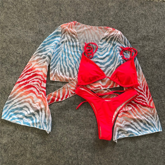 Variant image for Dam Tredelad Bikini med Tryckdesign i Polyester och Lycra-6
