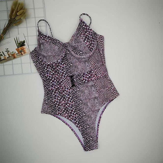 Baddräkt Dam Enstyckad Djurmotiv Polyester Spandex-1