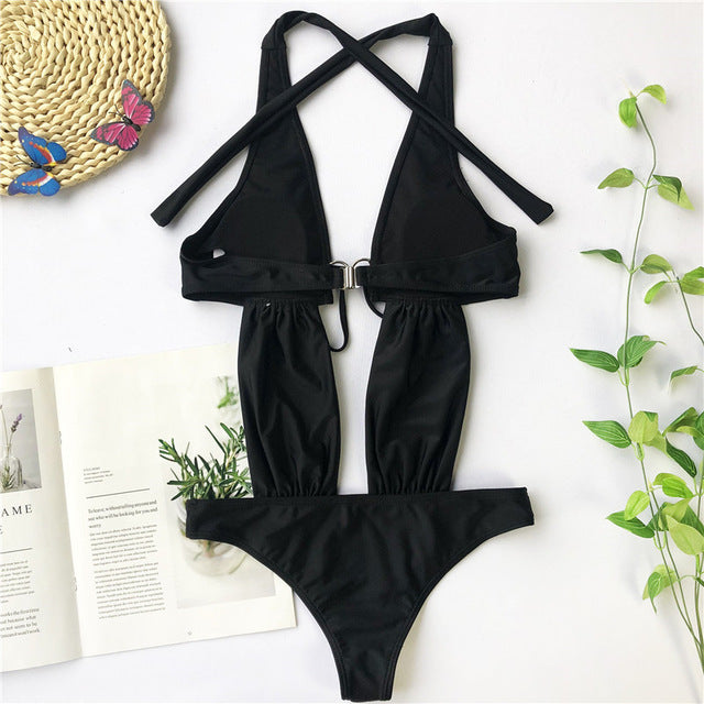 Dam Monokini Djup Baksida Polyester Spandex-1