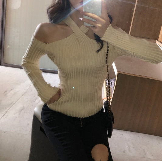 Dam Blus Off-Shoulder EnfÀrgad Viskos och Polyester-1