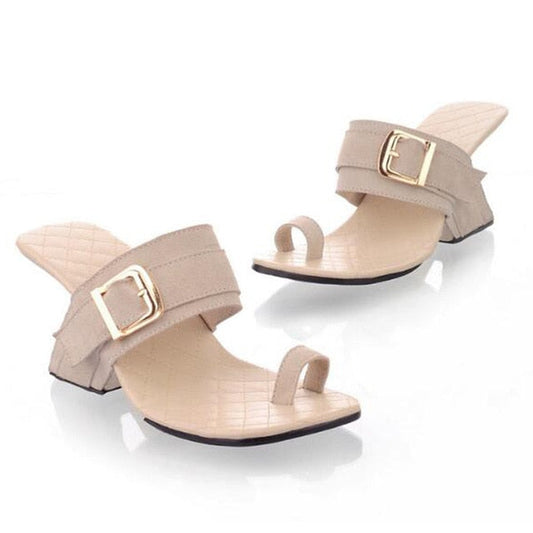Dam Sandaler Slipper LÀder med SpÀnne för Komfort och Stil-1
