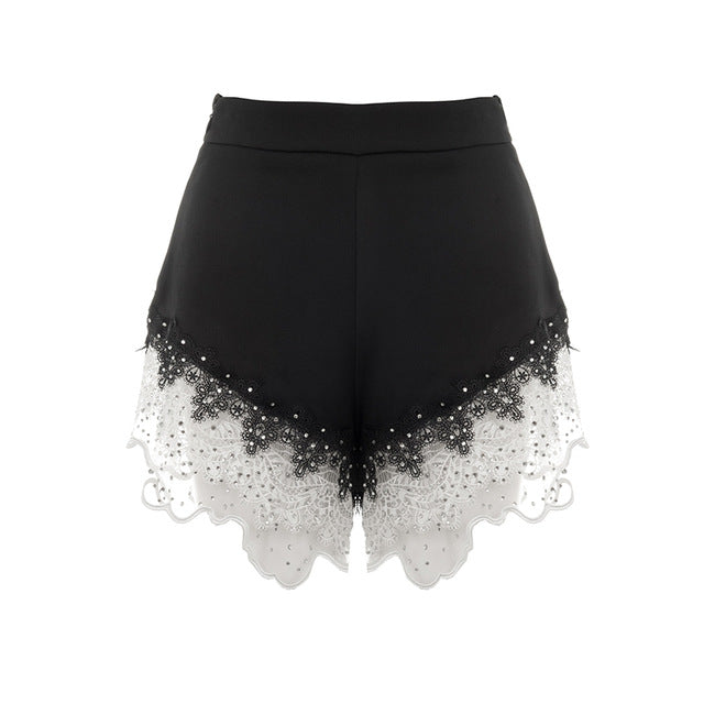 Dam Bermudashorts Hög Midja Bomull Patchwork-1